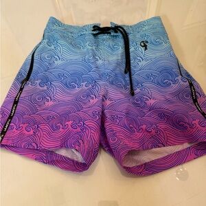 Gradient Blue and Pink Swim Trunks Tucann